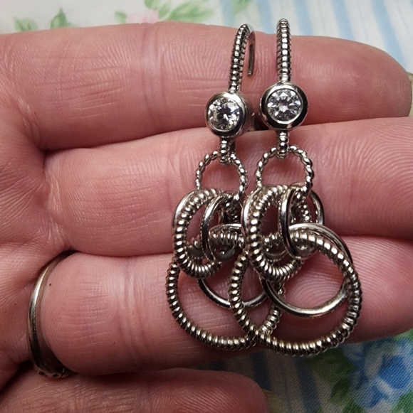 Judith Ripka Sterling Silver Leverback Earrings - Picture 2 of 4